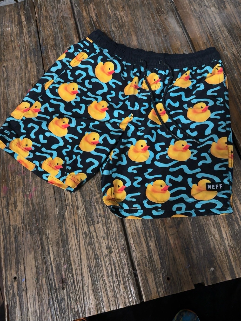 NEFF Rubber Duck Swim Trunks Men’s Large Novelty Swim Shorts